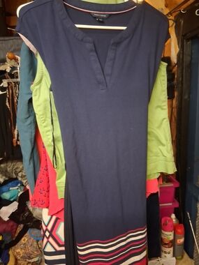 Tommy Hilfiger Navy Blue Dress with Red, White and Pink Stripes